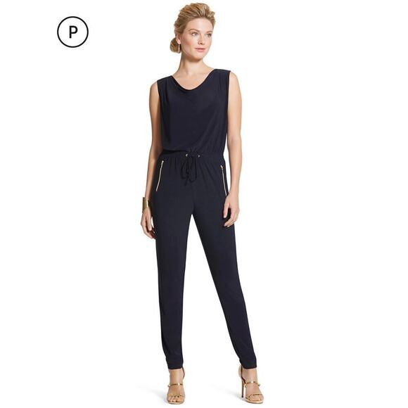 Chico's Pants - Chicos sz 3 navy blue Knit Kit Cowl Utility Jumpsuit sz XL